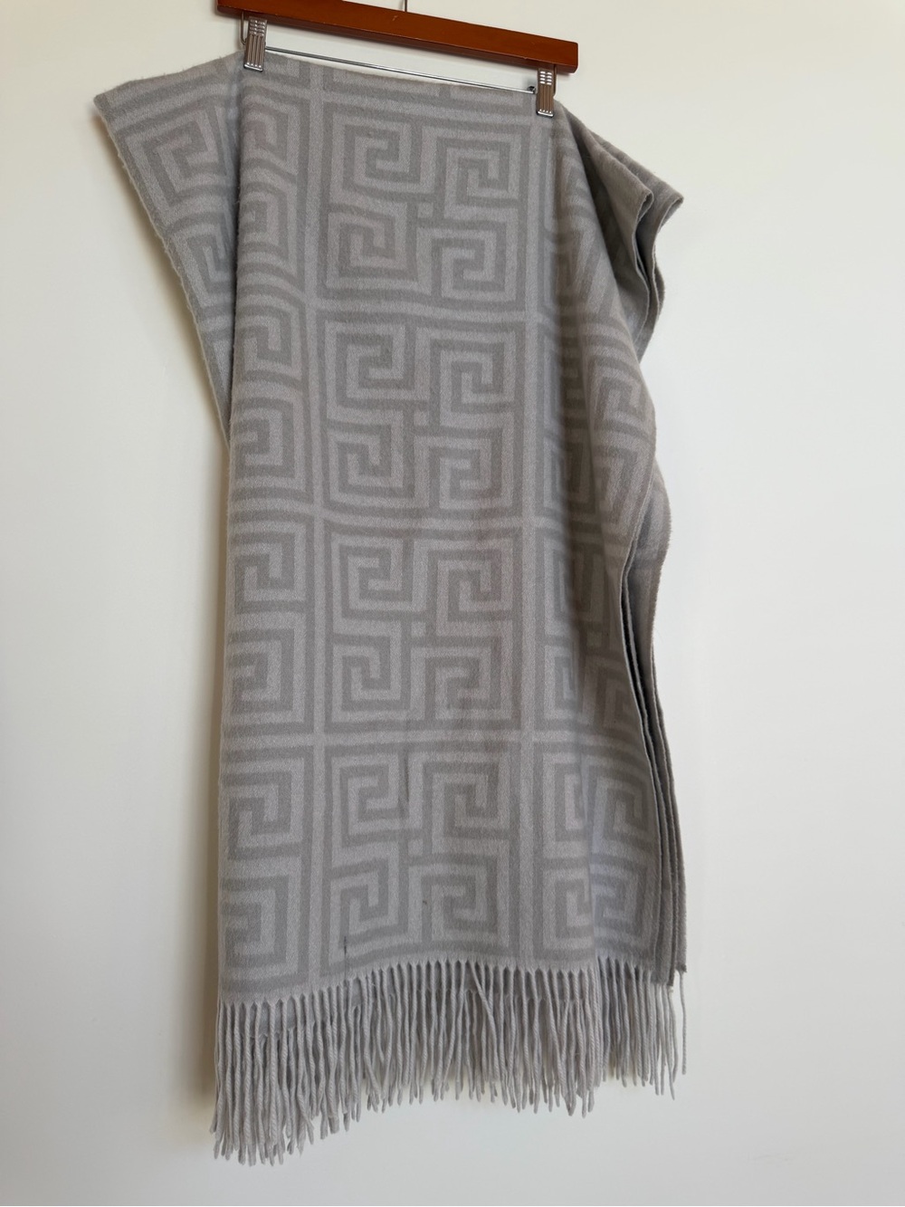 Williams Sonoma Home Greek Key 100% Cashmere Throw Blanket Gray